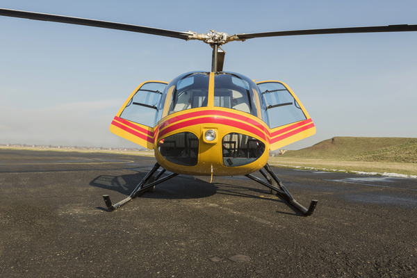 Helicopters to be serviced at the apron Stock Photo