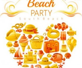 Holiday beach party flyer with heart vector 02
