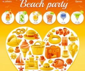 Holiday beach party flyer with heart vector 04