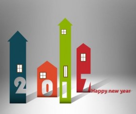 House with Happy New Year 2017 background vector