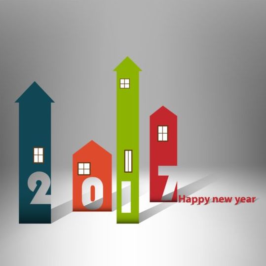 House with Happy New Year 2017 background vector