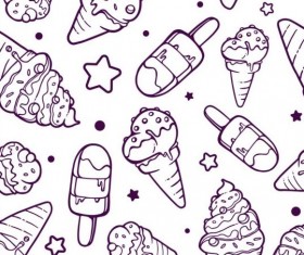 Ice creams vector seamless pattern vector 02