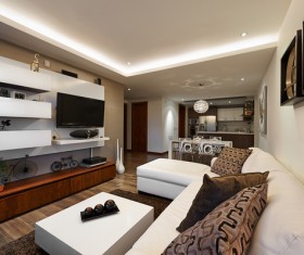 Interior of living room with fireplace 3d render HD picture