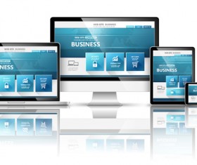 Laptop with monitor and tablet display template vector 05