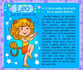 Leo Zodiac kid card vector