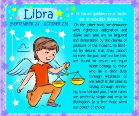 Libra Zodiac kid card vector