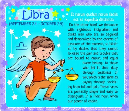 Libra Zodiac kid card vector
