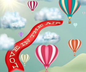 Love banner with hot air balloon vector material 01