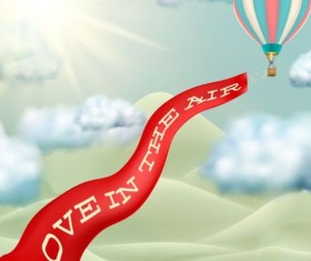 Love banner with hot air balloon vector material 02