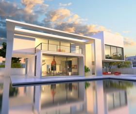 Luxurious villa exterior and wonderful magic sky 02 HD picture