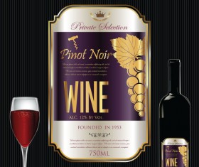 Luxury golden wine label design vector 03