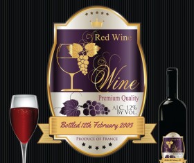 Luxury golden wine label design vector 04