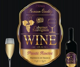Luxury golden wine label design vector 05