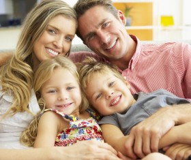 Lying in the arms of parents, happy hours with their parents