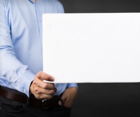 Man holding a blank banner HD picture