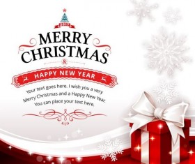 Merry christmas card with gift boxs and snow vector