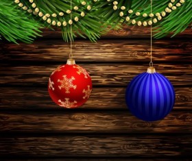 Merry christmas greeting card with wood background vector 01