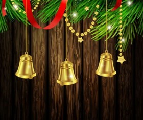 Merry christmas greeting card with wood background vector 02