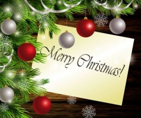 Merry christmas greeting card with wood background vector 05