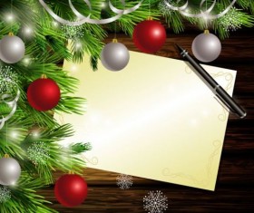 Merry christmas greeting card with wood background vector 07