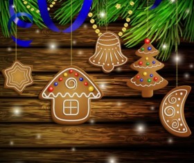 Merry christmas greeting card with wood background vector 14