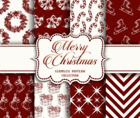 Merry christmas vector seamless patterns set 01