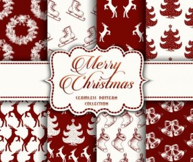Merry christmas vector seamless patterns set 03