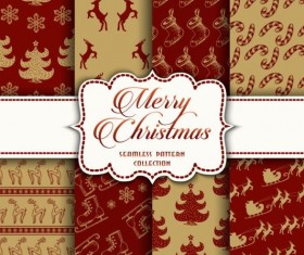 Merry christmas vector seamless patterns set 05