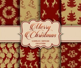Merry christmas vector seamless patterns set 06