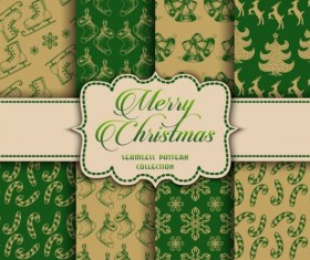 Merry christmas vector seamless patterns set 07
