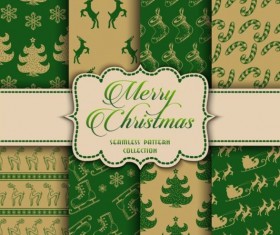 Merry christmas vector seamless patterns set 09