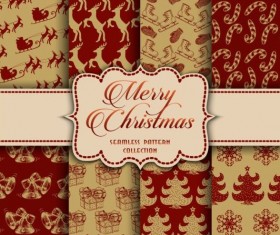 Merry christmas vector seamless patterns set 13