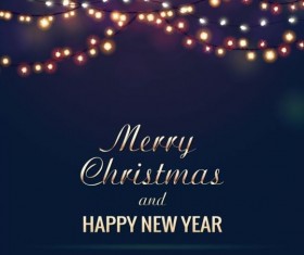 Merry christmas with new year dark background vector 02