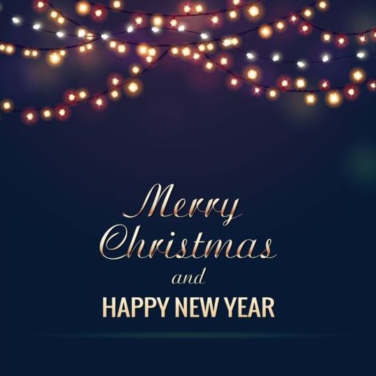 Merry christmas with new year dark background vector 02