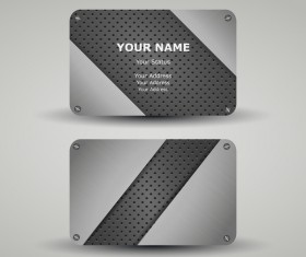 Metal business card template vector 03