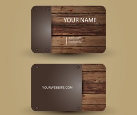 Metal with wooden business card template vector 01