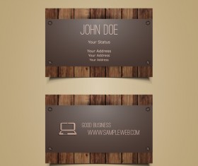 Metal with wooden business card template vector 02