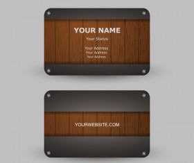 Metal with wooden business card template vector 04