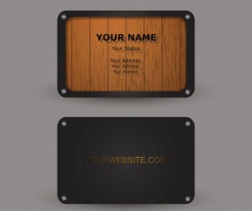 Metal with wooden business card template vector 05