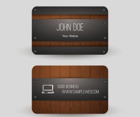 Metal with wooden business card template vector 06