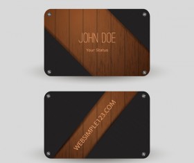 Metal with wooden business card template vector 07