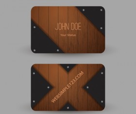 Metal with wooden business card template vector 08