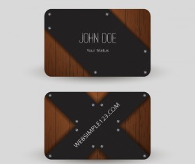 Metal with wooden business card template vector 09