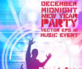 Midnight new year party flayer vectors template 01