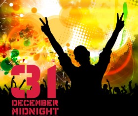 Midnight new year party flayer vectors template 03