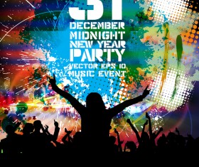 Midnight new year party flayer vectors template 04