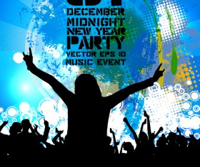Midnight new year party flayer vectors template 05