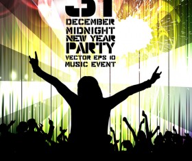 Midnight new year party flayer vectors template 06