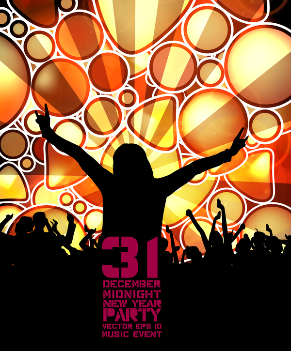 Midnight new year party flayer vectors template 07