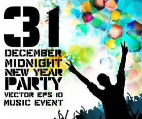 Midnight new year party flayer vectors template 08
